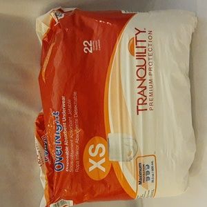 Tranquility Premium OverNight Disposable Absorbent Underwear Briefs, XS, 22 CT